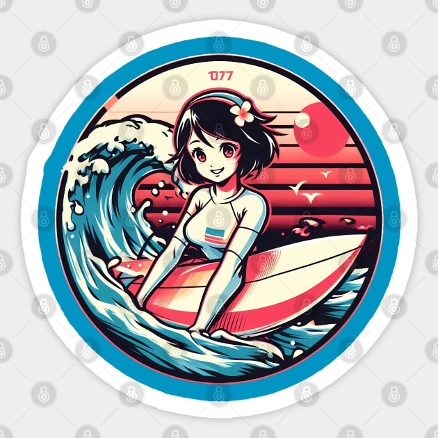 Cute retro surfer girl Sticker by MightyBiscuit